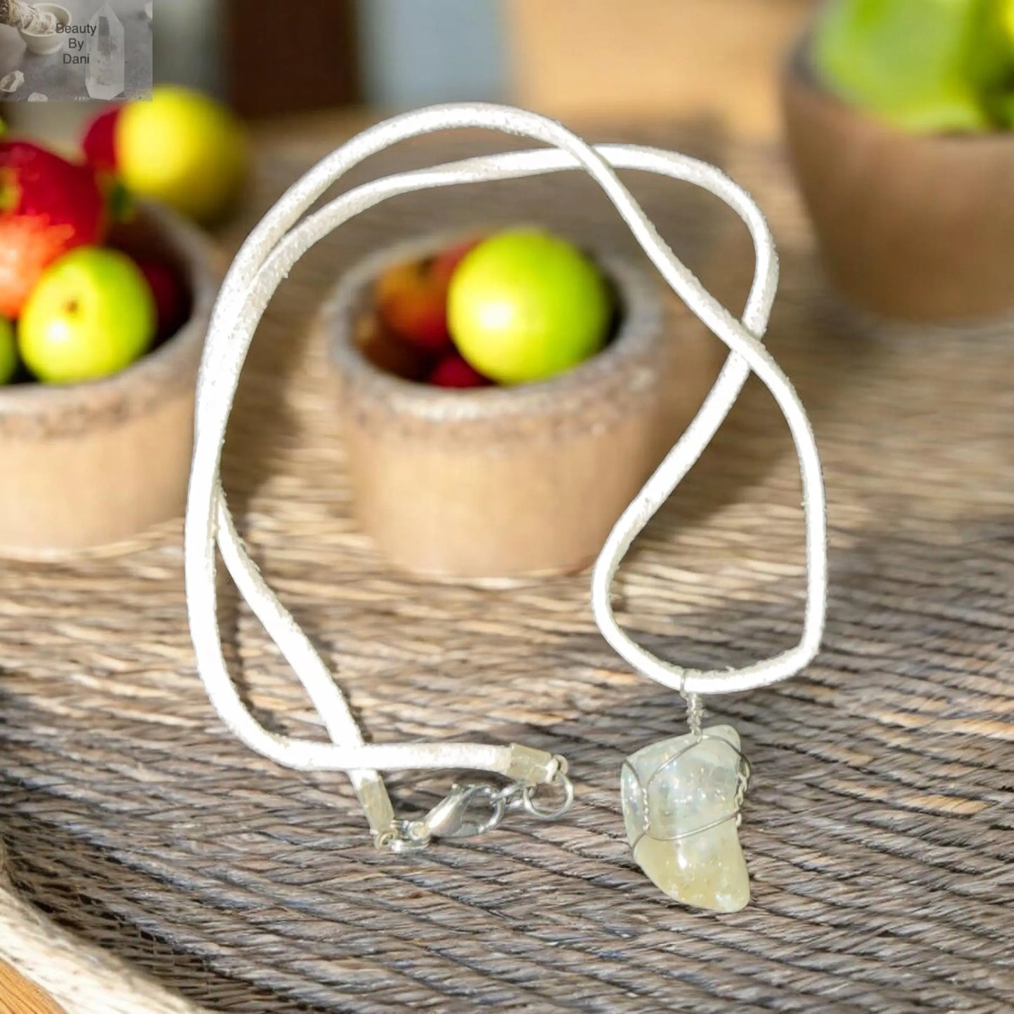 Clear Quartz Wire Wrapped Healing Necklace on Leather Cord
