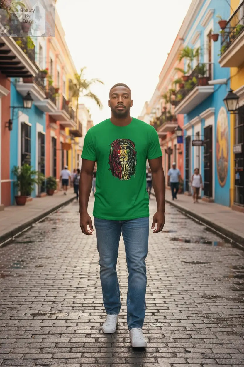Rasta Lion T-Shirt - Preshrunk Cotton Crew Neck (4/20)