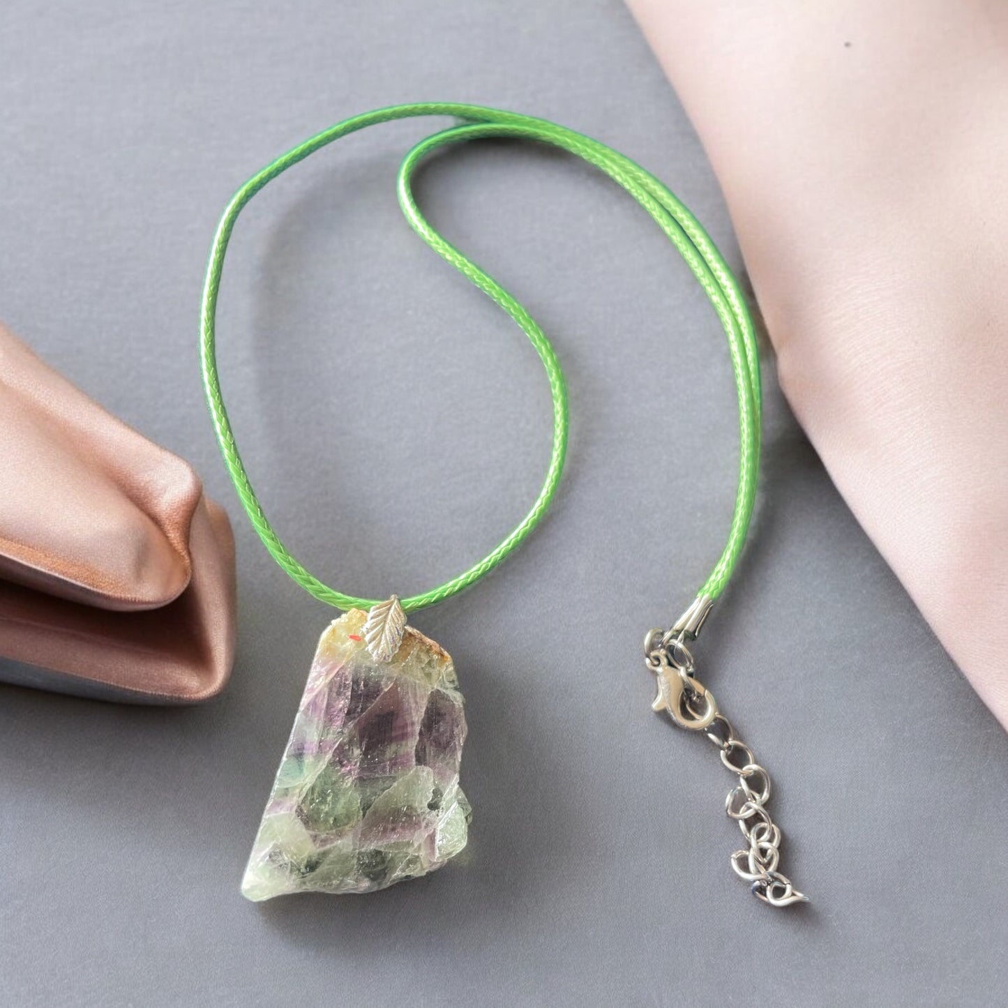 Rainbow Flourite Pendant Necklace