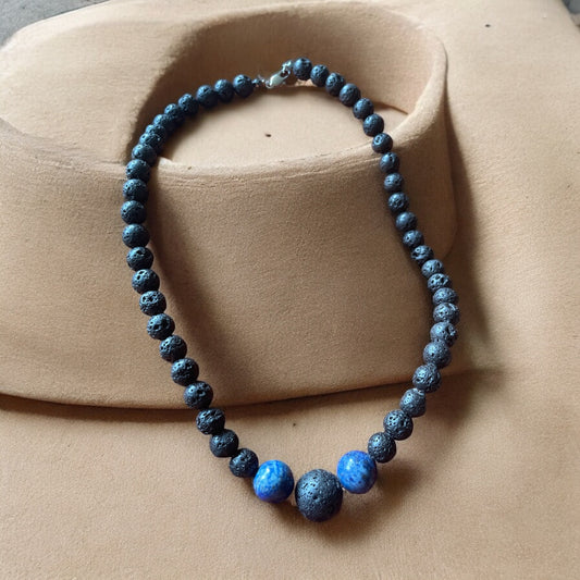 Lava and Lapis Necklace