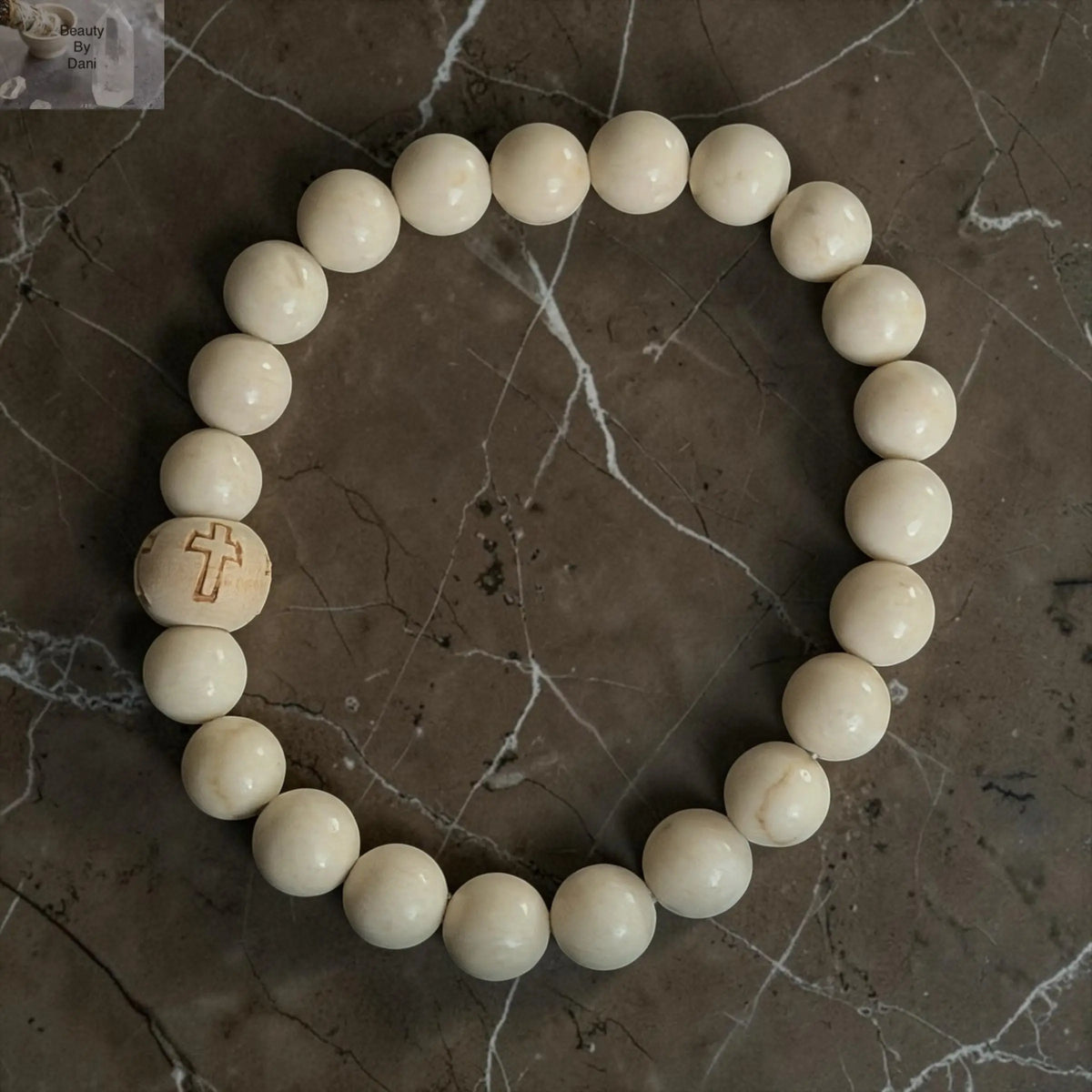Natural Malachite 8mm Cross Bracelet