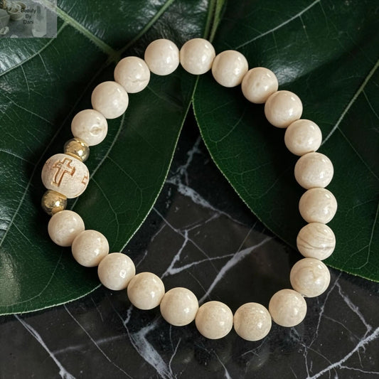Natural Malachite 8mm Cross Bracelet