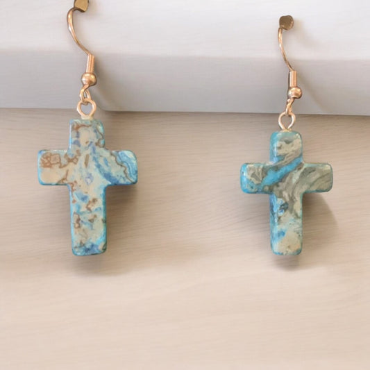 Apatite cross earrings Beauty by Dani