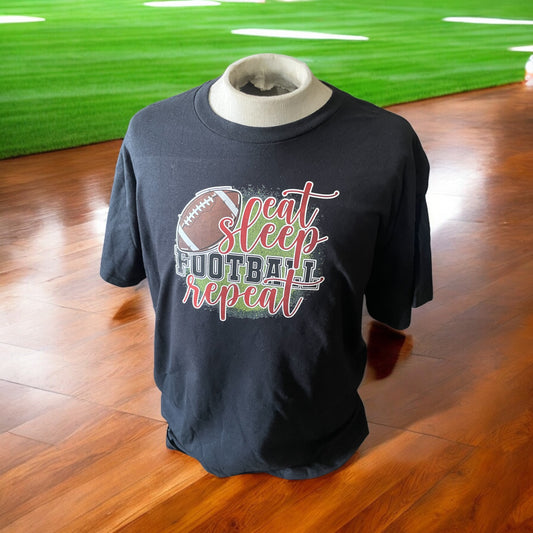 Eat sleep football repeat tshirt - Beauty by Dani