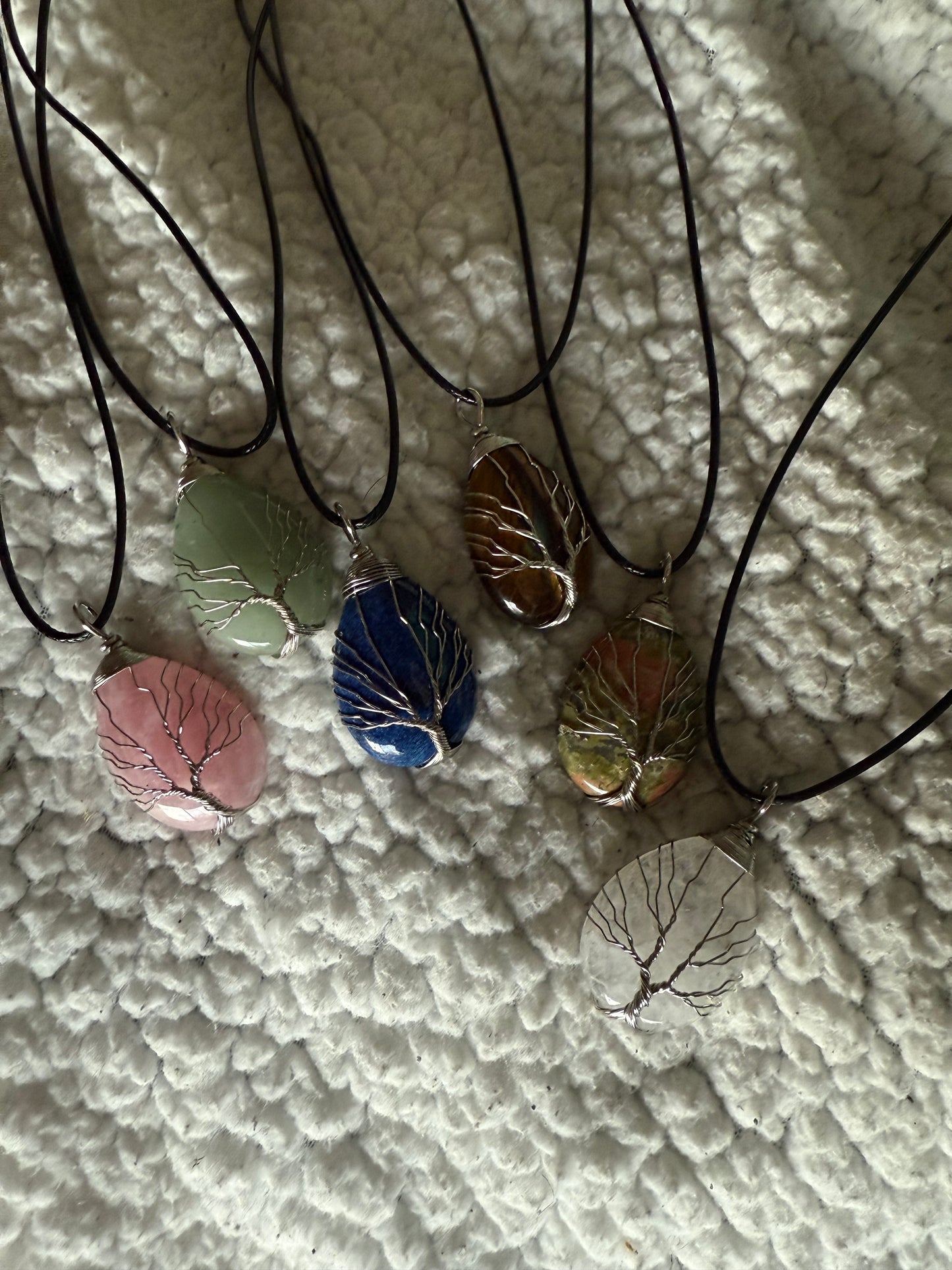 Wire Tree of Life Gemstone Necklace
