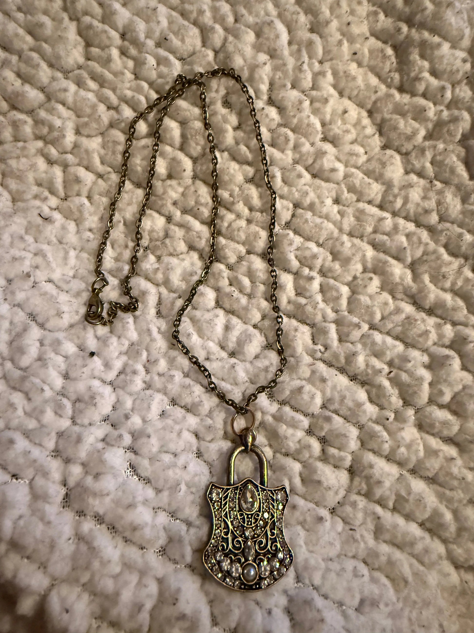 Rhinestone Goldtone Stainless Steel Necklace Beauty by Dani