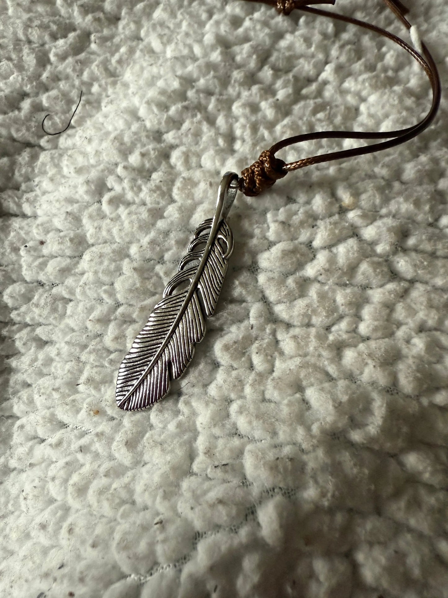 Adjustable Stainless Steel Feather Charm Necklace