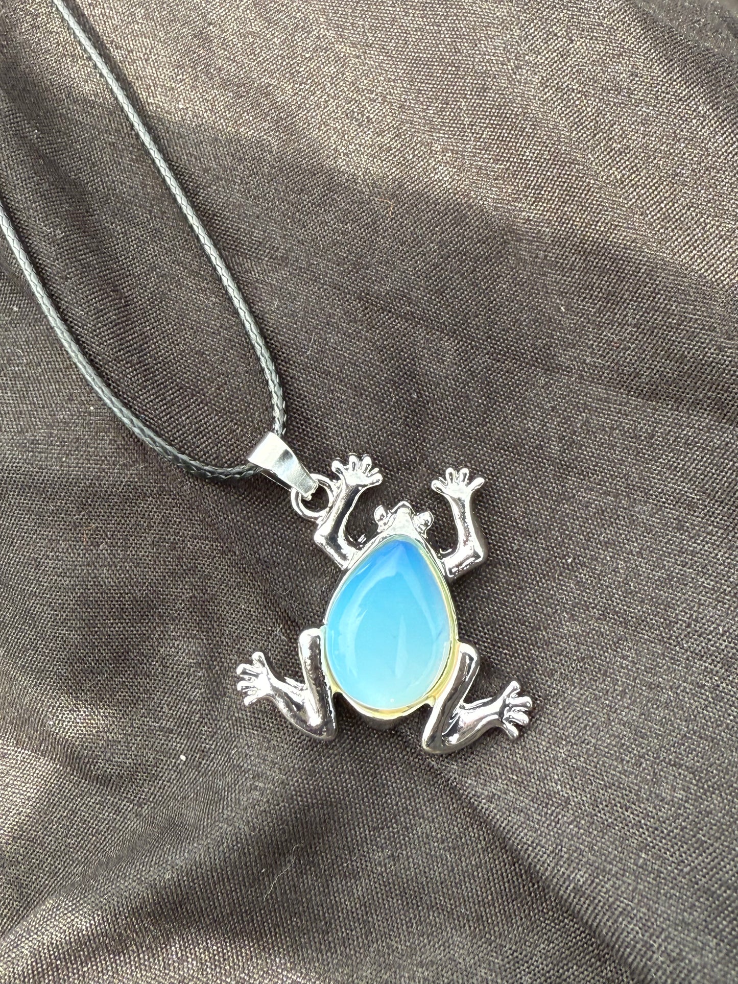 Frog Gem Necklace - 18" Stainless Steel Pendant