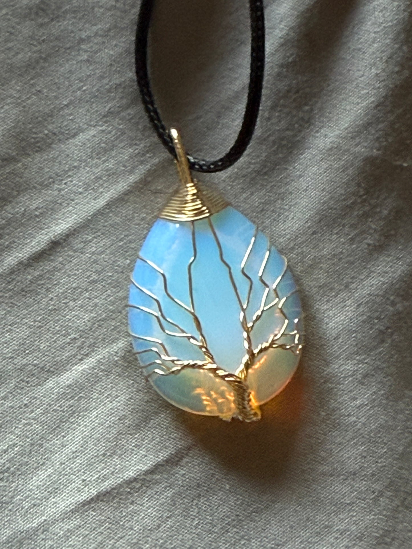 Goldtone Wire Gemstone Tree of Life Necklace