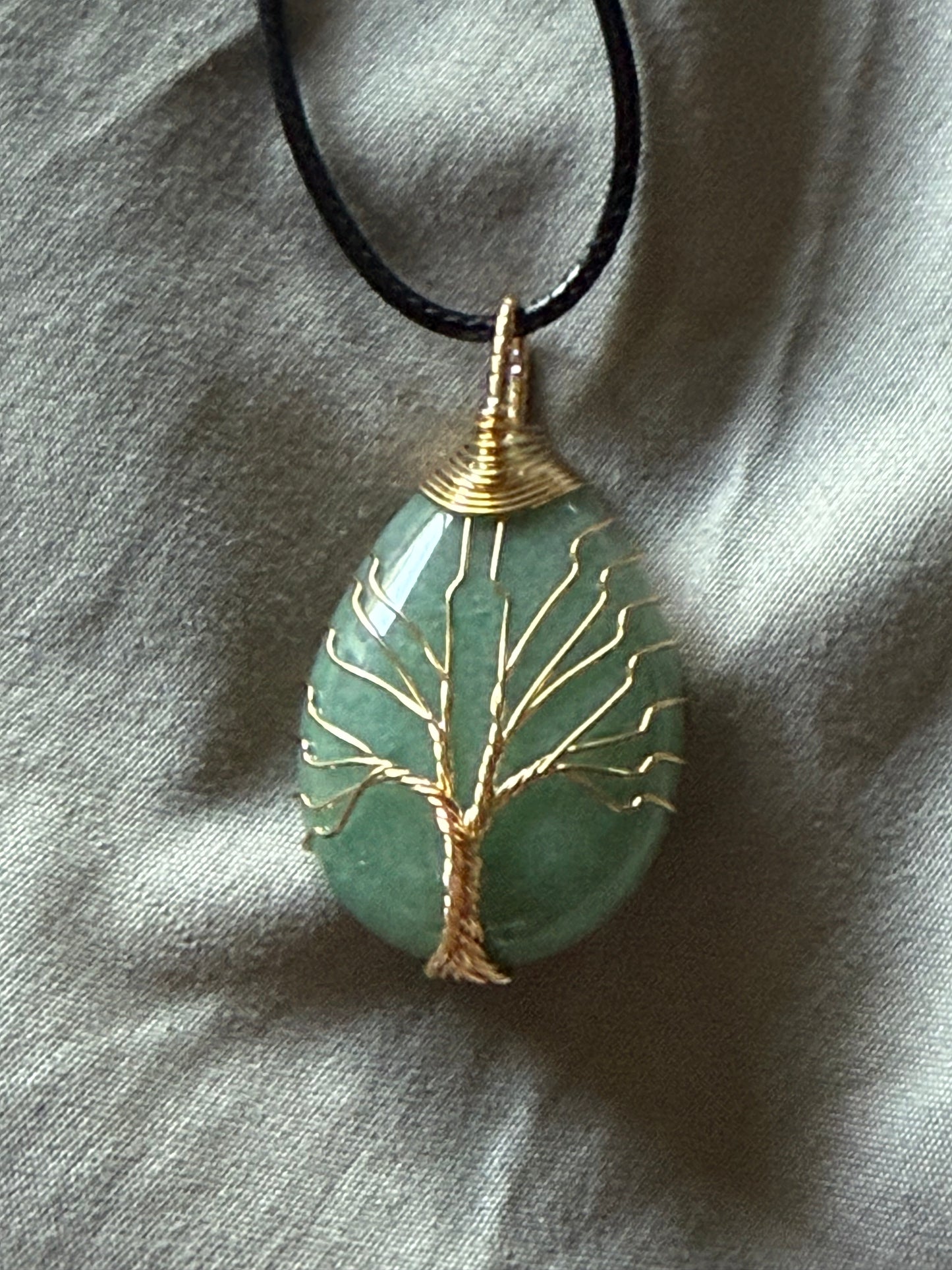 Goldtone Wire Gemstone Tree of Life Necklace