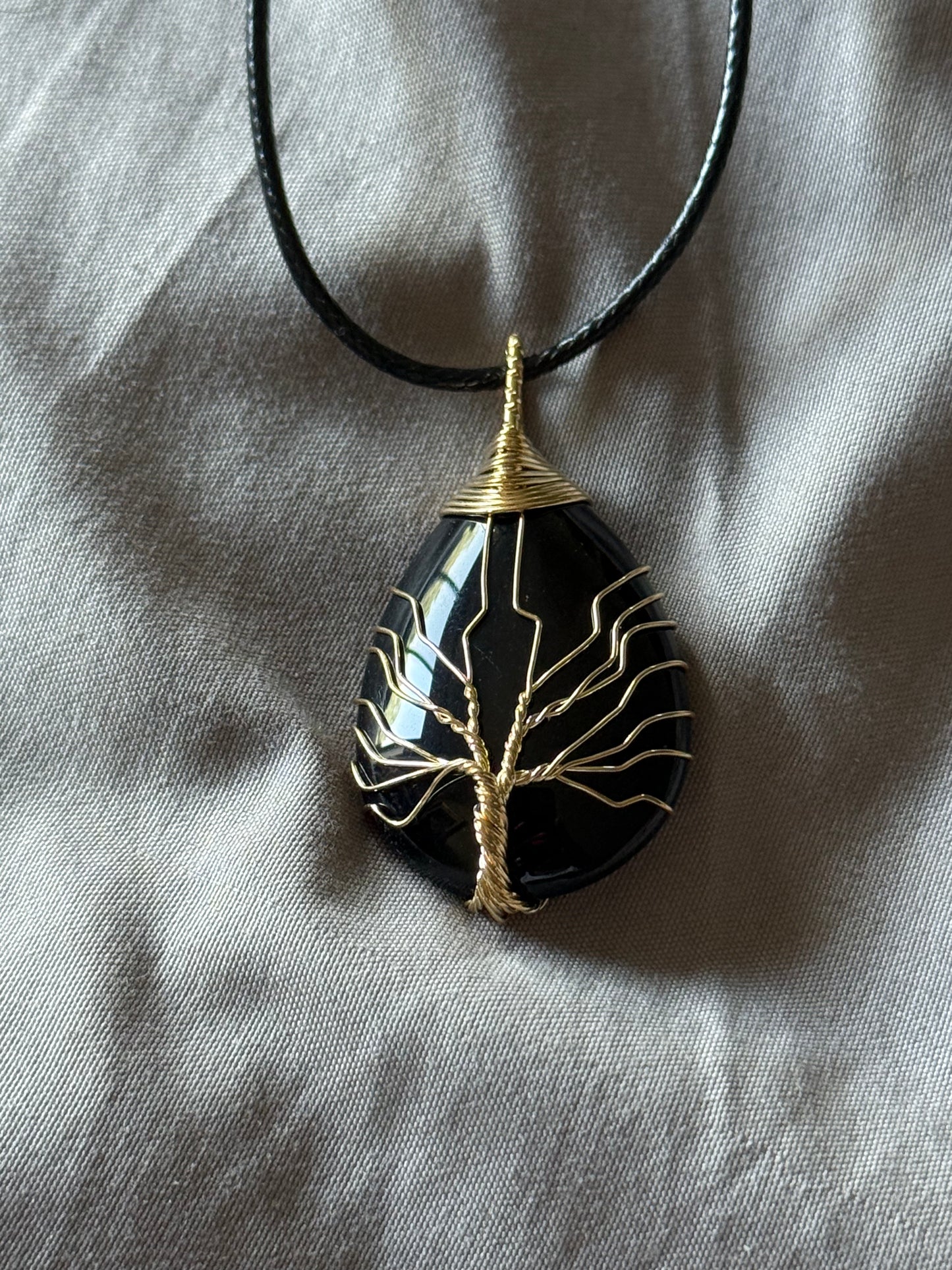 Goldtone Wire Gemstone Tree of Life Necklace