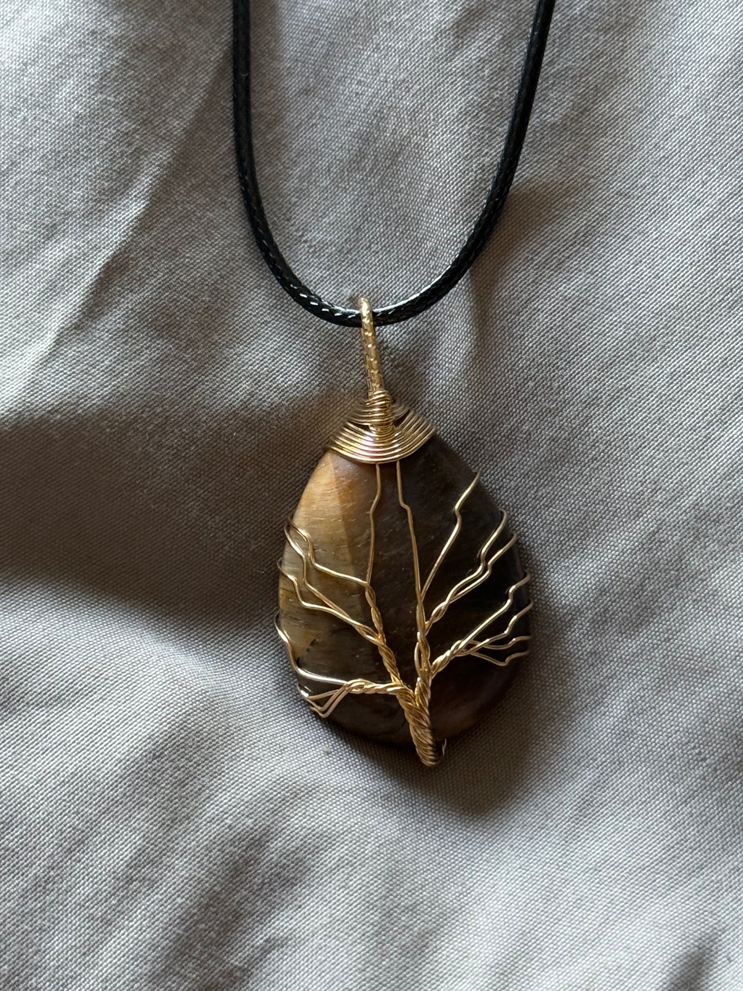 Goldtone Wire Gemstone Tree of Life Necklace