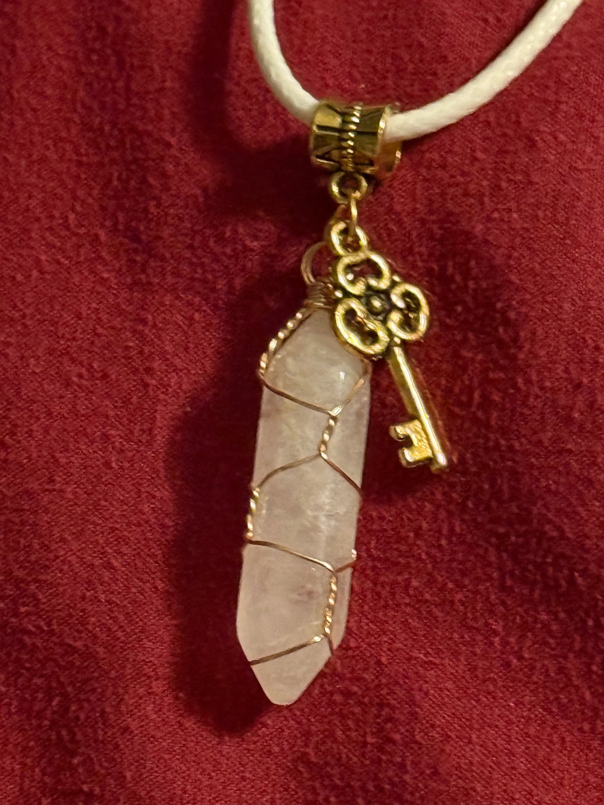 Goldtone Wire Wrap Quartz Necklace Beauty by Dani