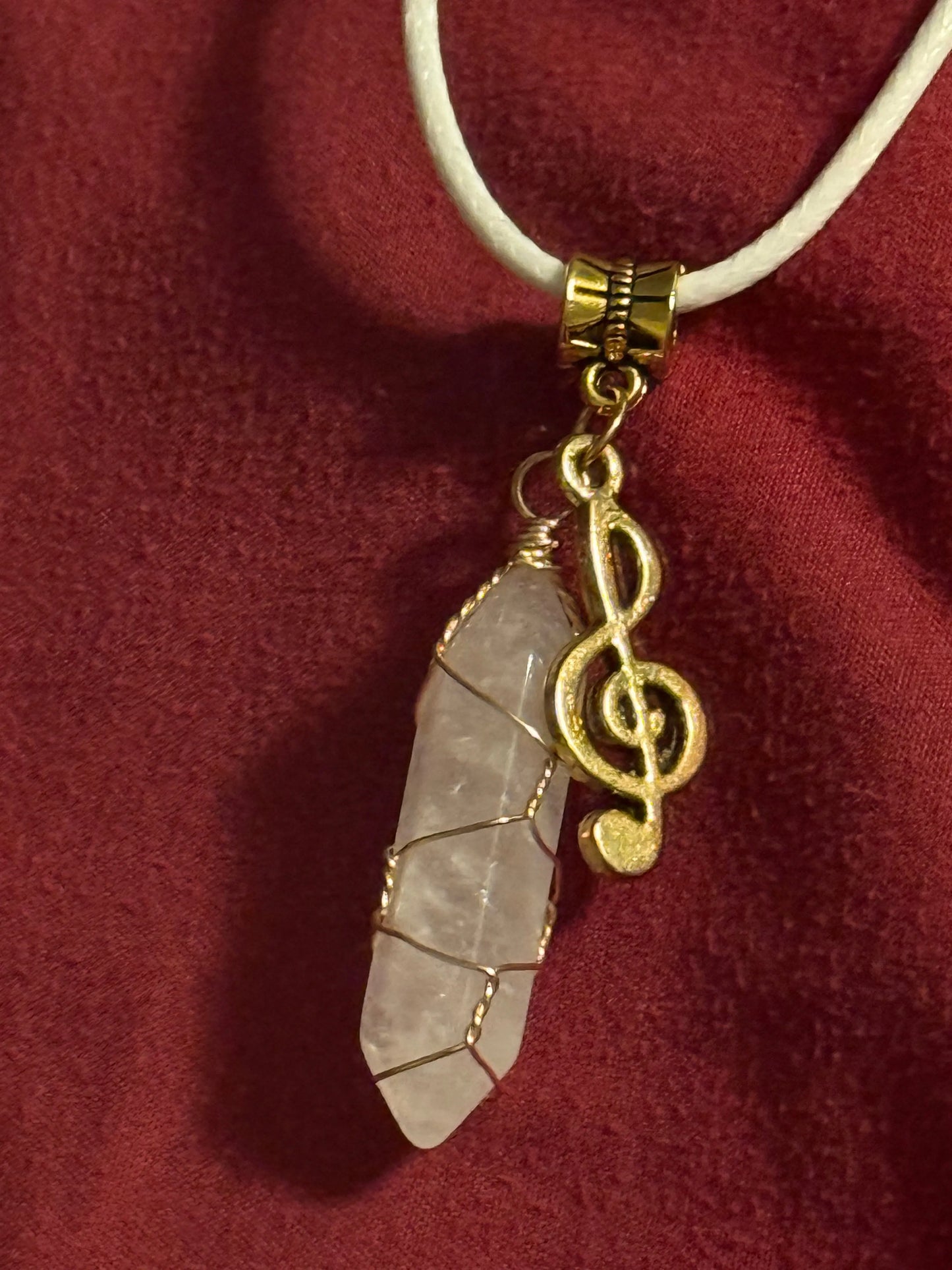 Goldtone Wire Wrap Quartz Necklace Beauty by Dani