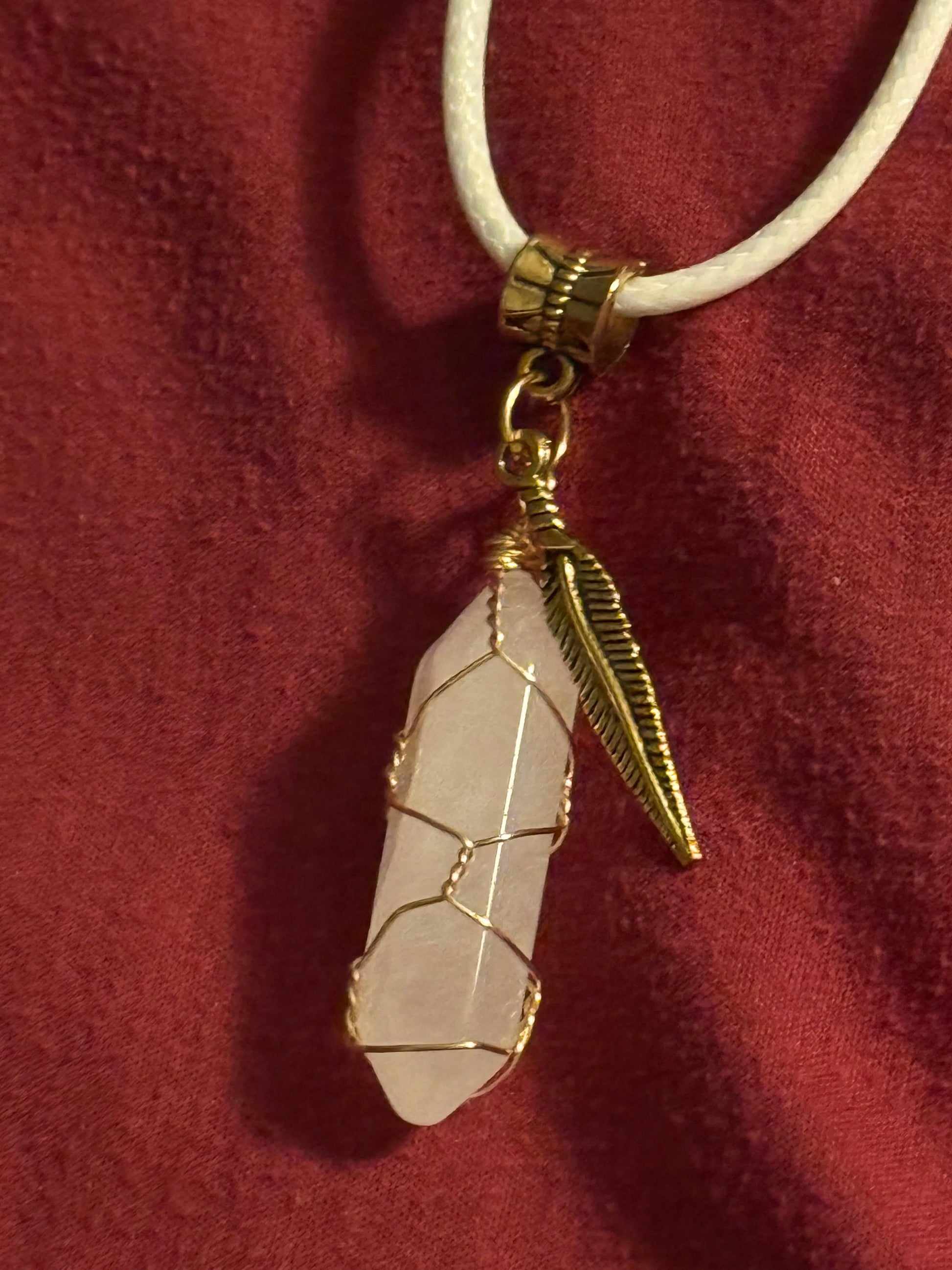 Goldtone Wire Wrap Quartz Necklace Beauty by Dani