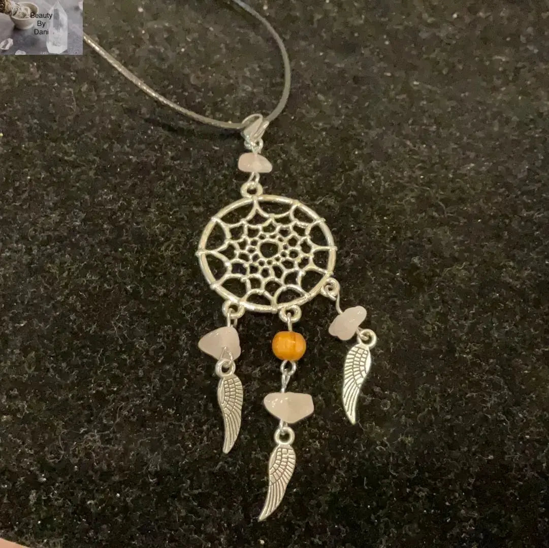 Rose Quartz Dreamcatcher Necklace Beauty by Dani