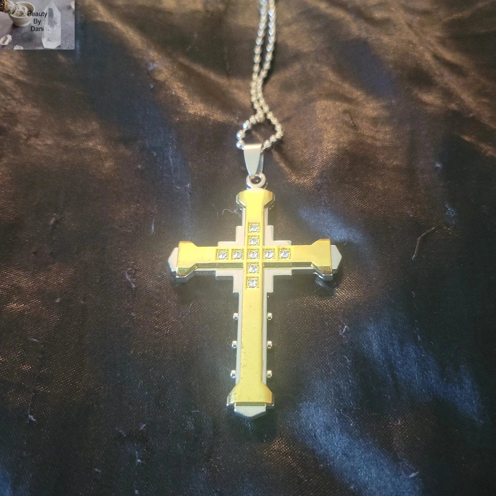 Stainless Steel Rhinestone Cross Necklace Beauty by Dani