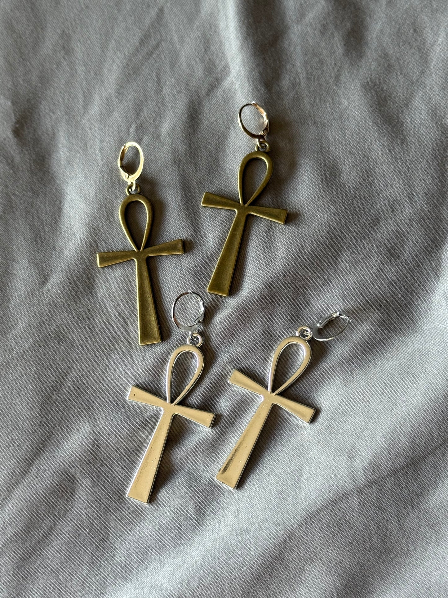 Ankh Stainless Steel Earrings