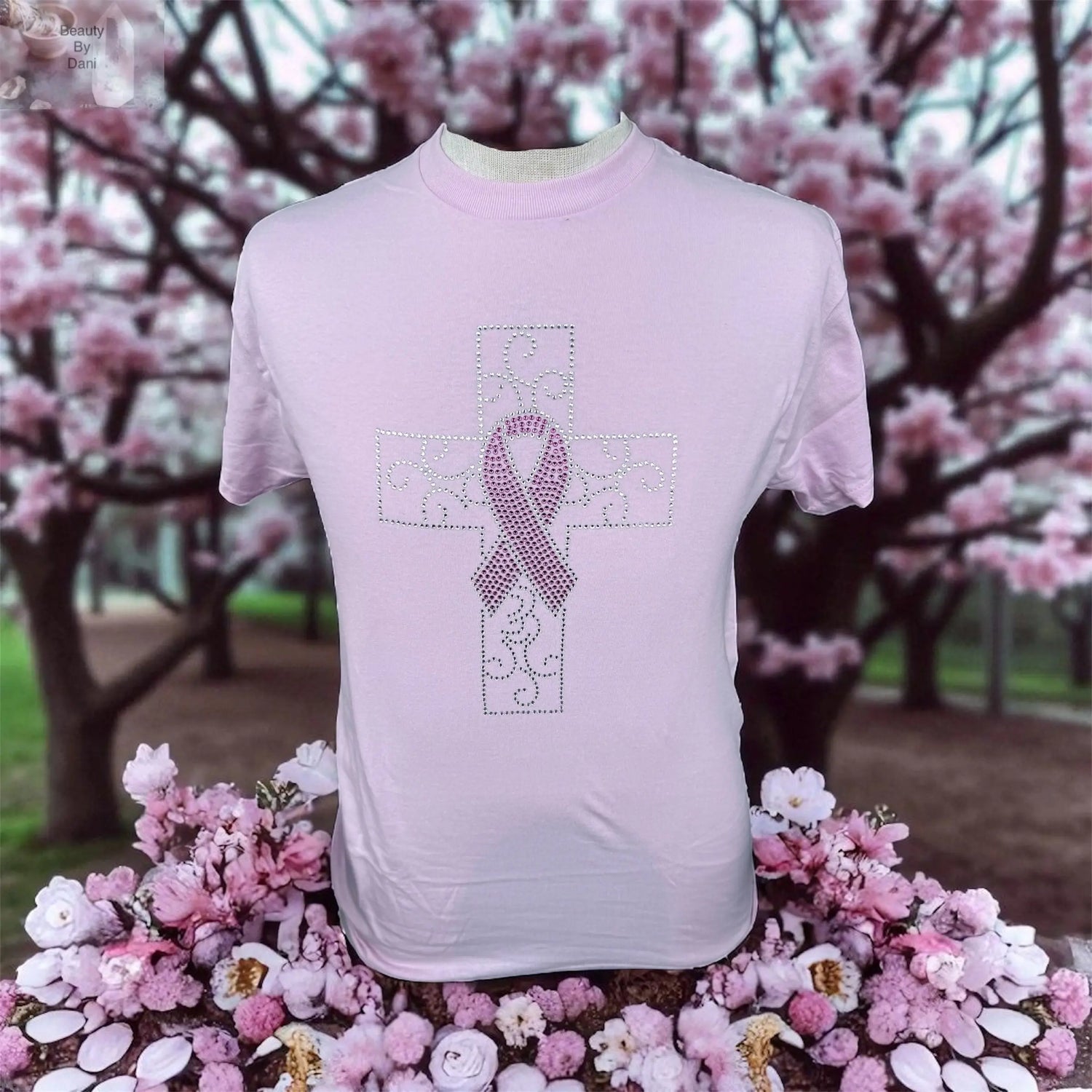 Breast Cancer Awareness Rhinestone T-Shirt Beauty by Dani
