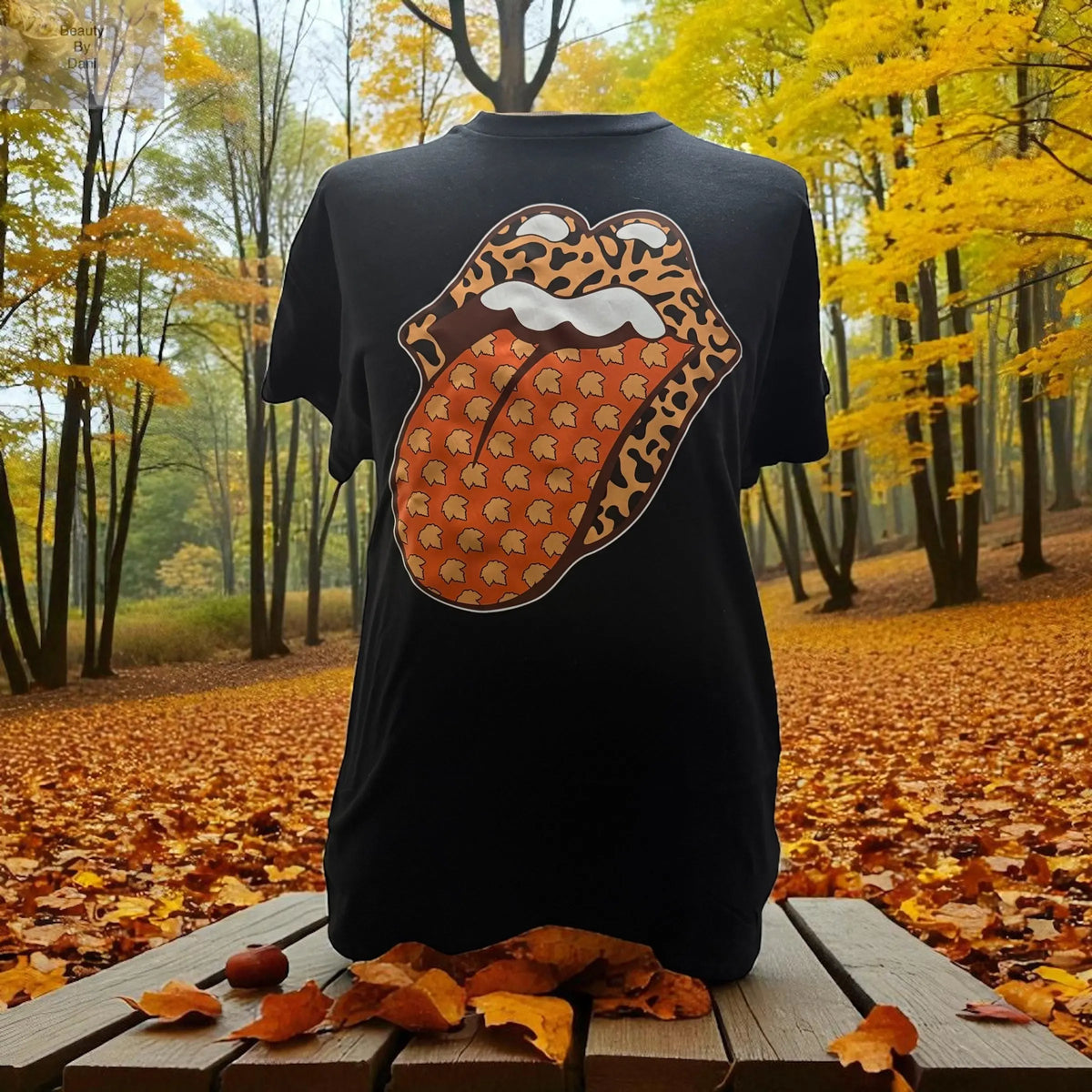 Leaves on Tongue Halloween T-Shirt - Unisex Spooky Tee Beauty by Dani