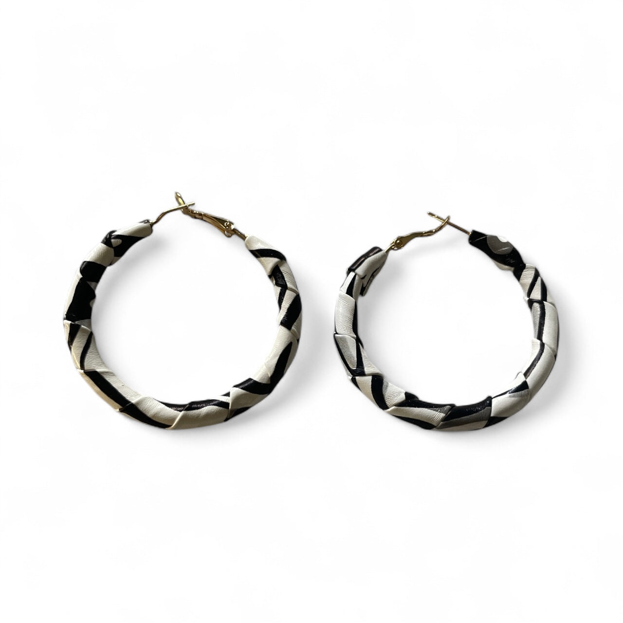 Black and White Hypoallergenic Hoop Earrings
