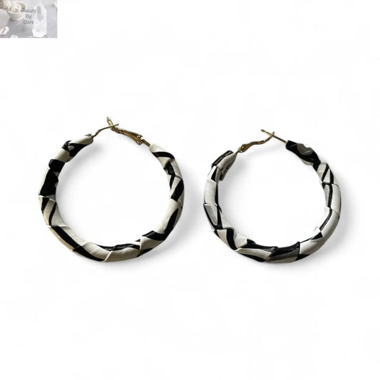 Black and White Hypoallergenic Hoop Earrings Beauty by Dani