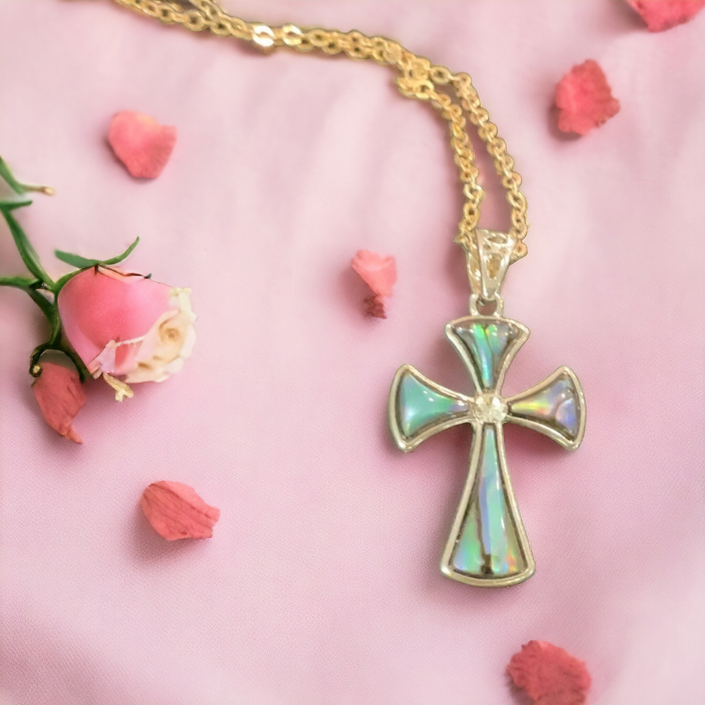Abalone cross necklace