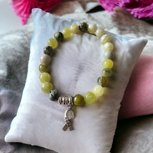 Green Jasper Bracelet with Hope Charm