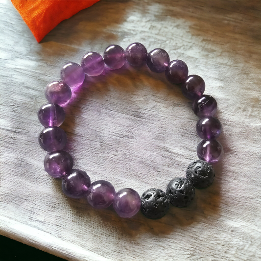 Amethyst and Lava Bracelet