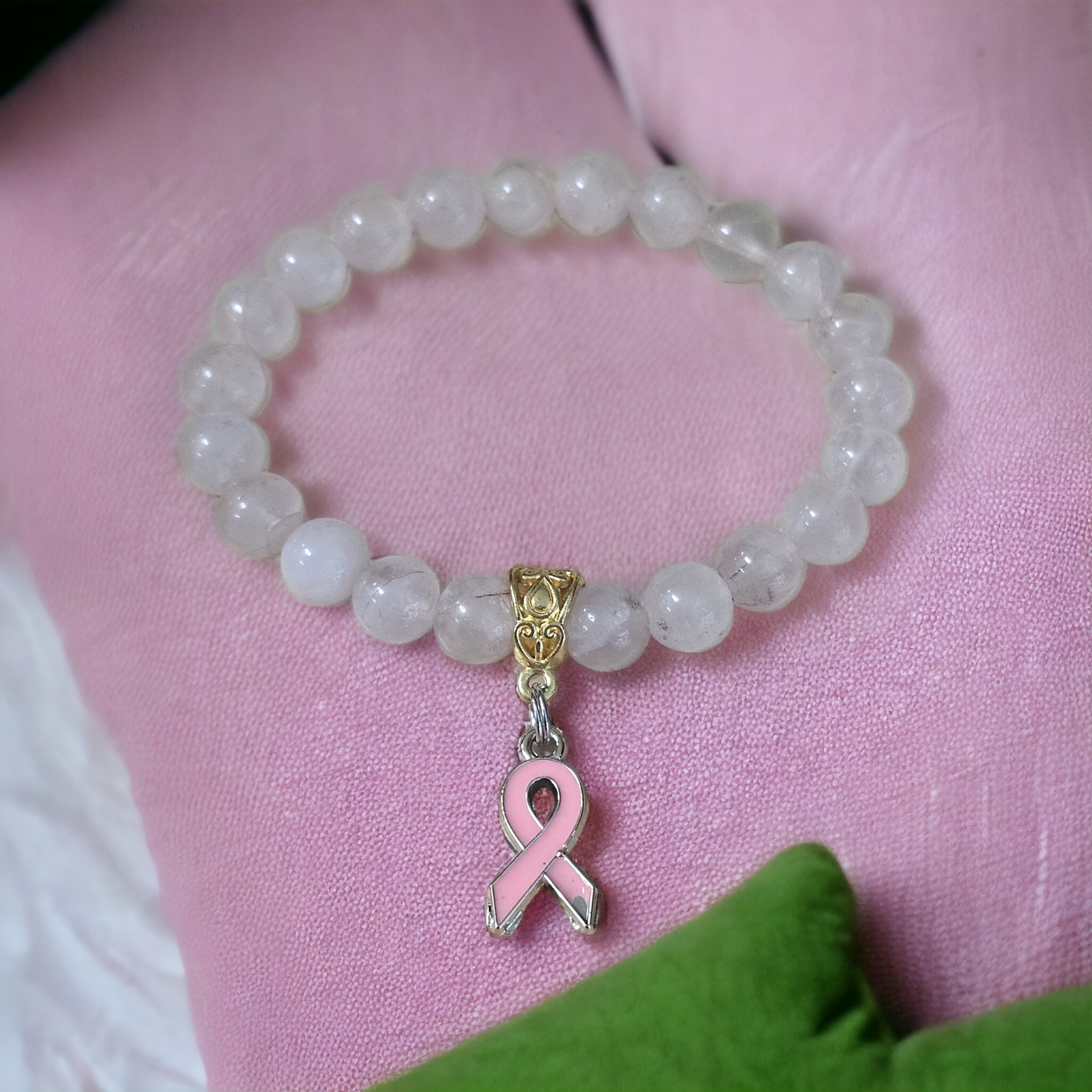 Rose Quartz Breast Cancer Bracelet - Beauty by Dani