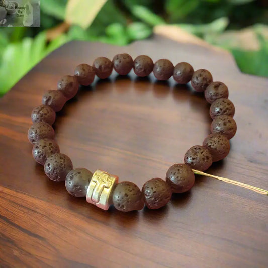 Lava Cross Bracelet includes (2) 1 ml oil bottle (lavender and eucalyptus) Beauty by Dani