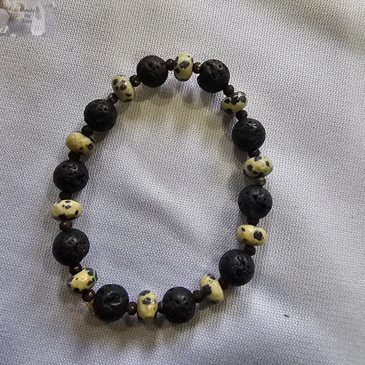 Lava and Dalmatian Jasper Bracelet Beauty by Dani Gems and More