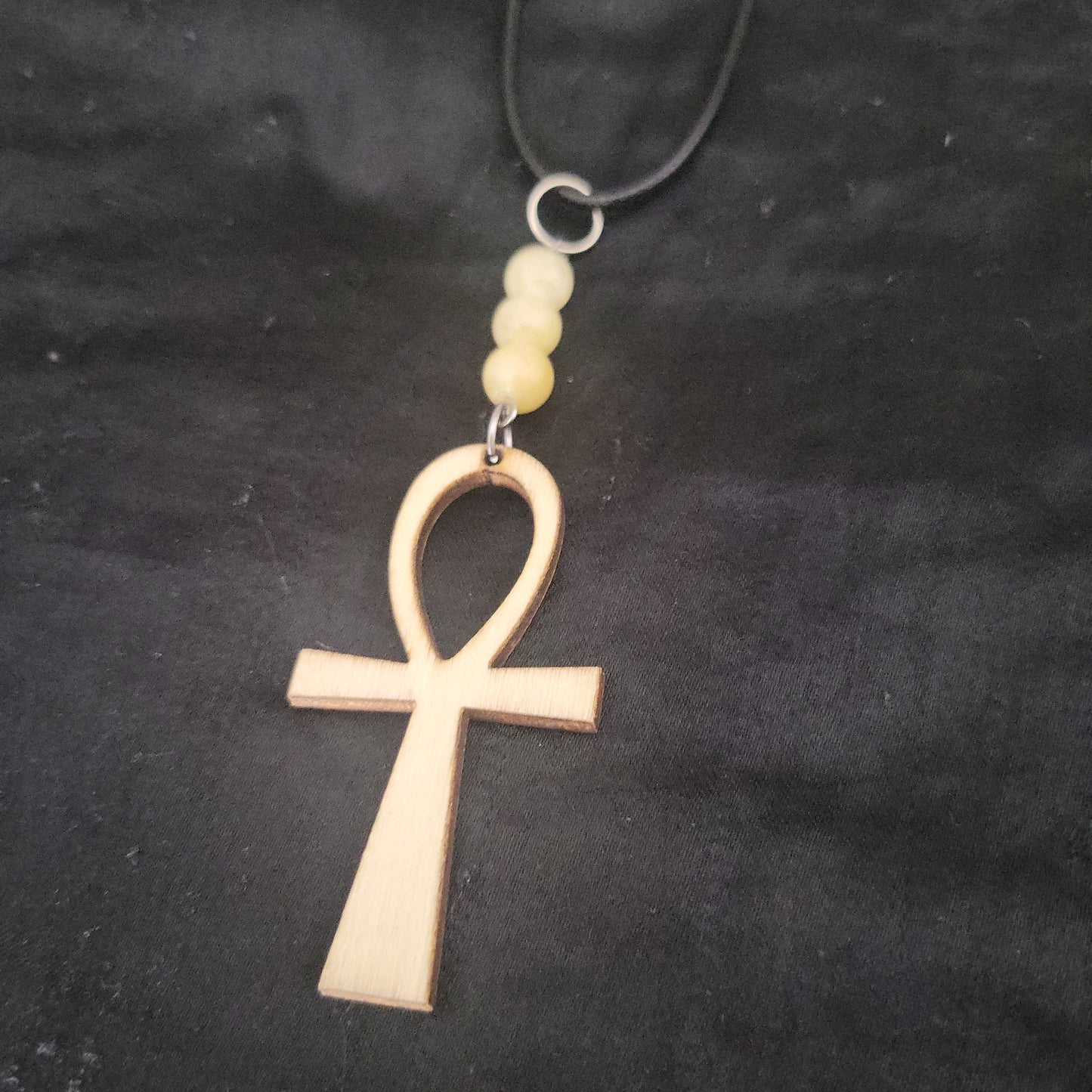 Wood Ankh with Topaz Necklace - Beauty by Dani