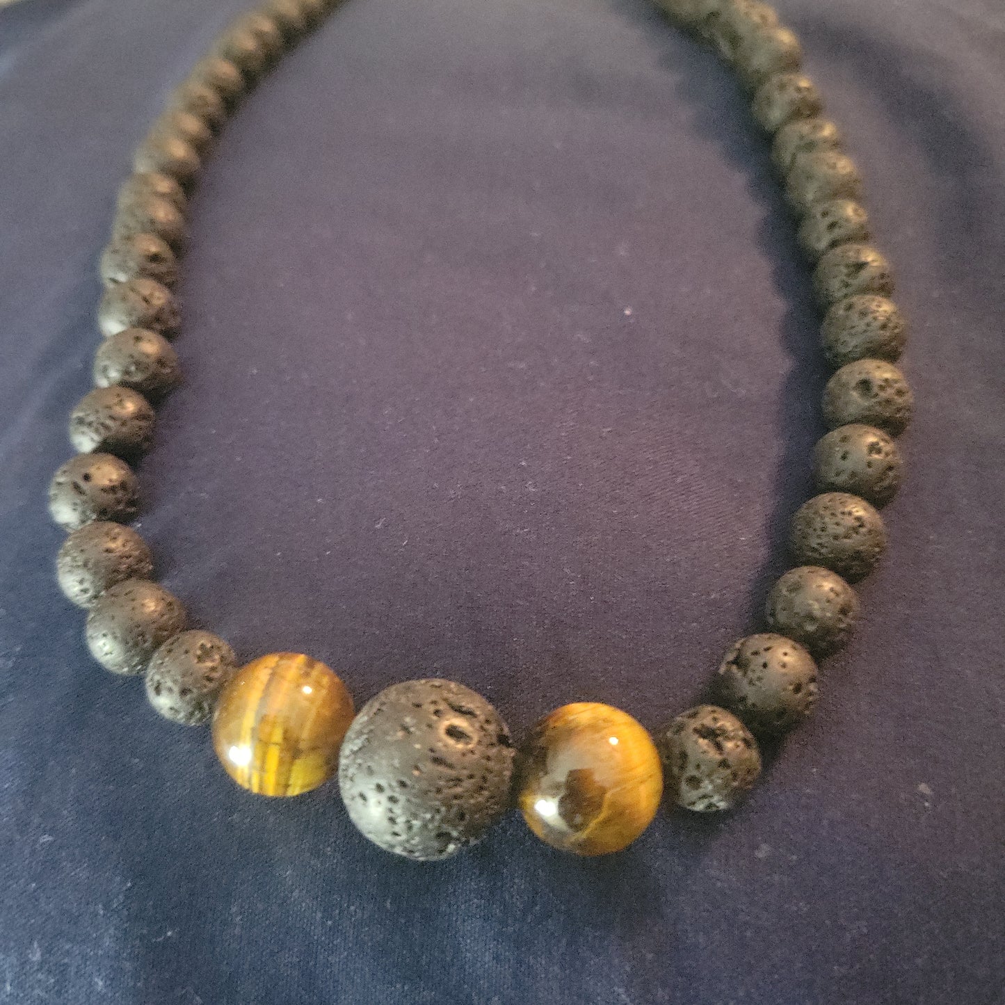 Tiger's Eye and Lava Bead Necklace - Beauty by Dani