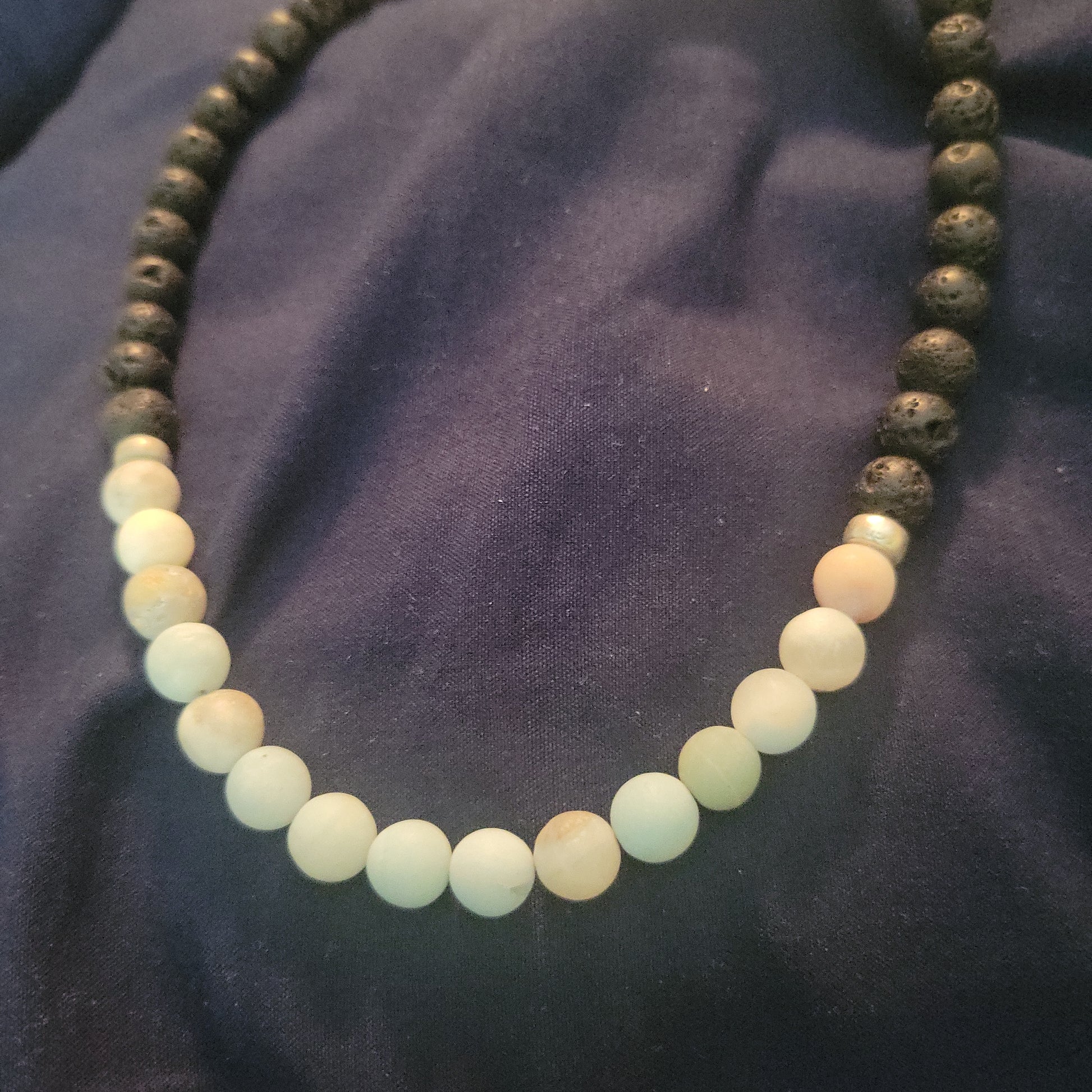 Lava and Amazonite Necklace (0781) - Beauty by Dani