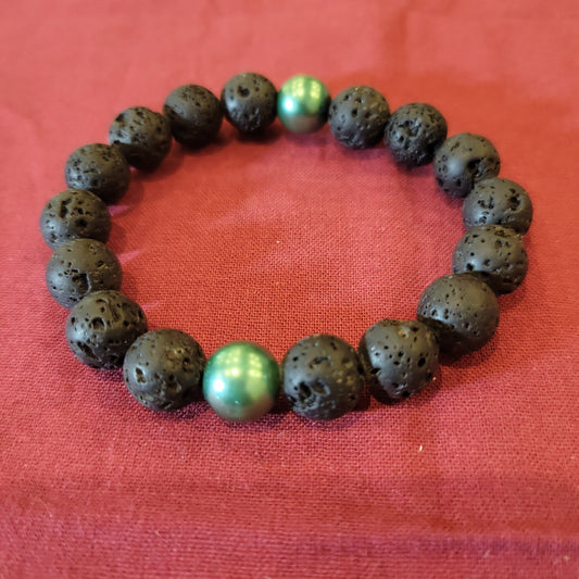 Lava with Pearl Bracelet
