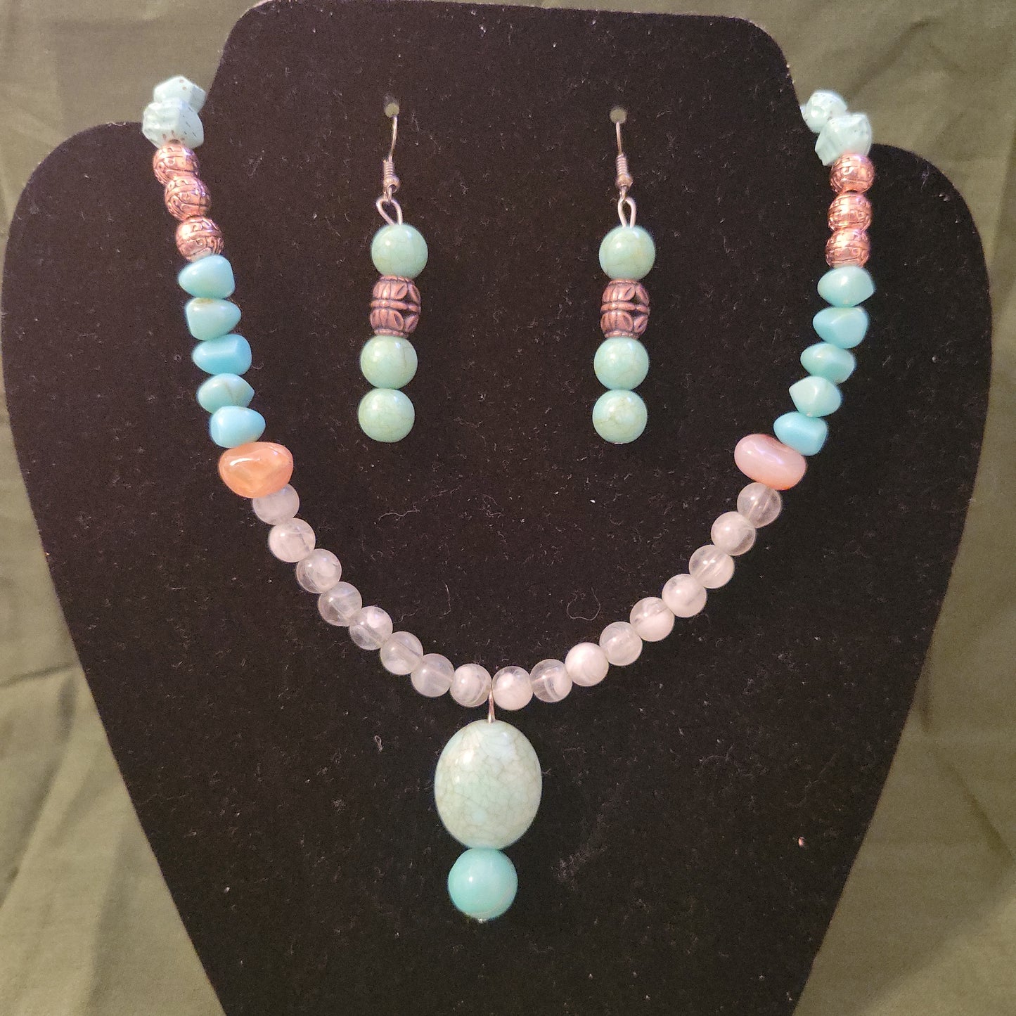 Turquoise Earrings and Necklace set(0077) - Beauty by Dani