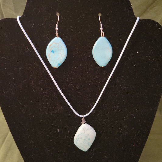 Turquoise Earrings and Necklace set (0551) - Beauty by Dani