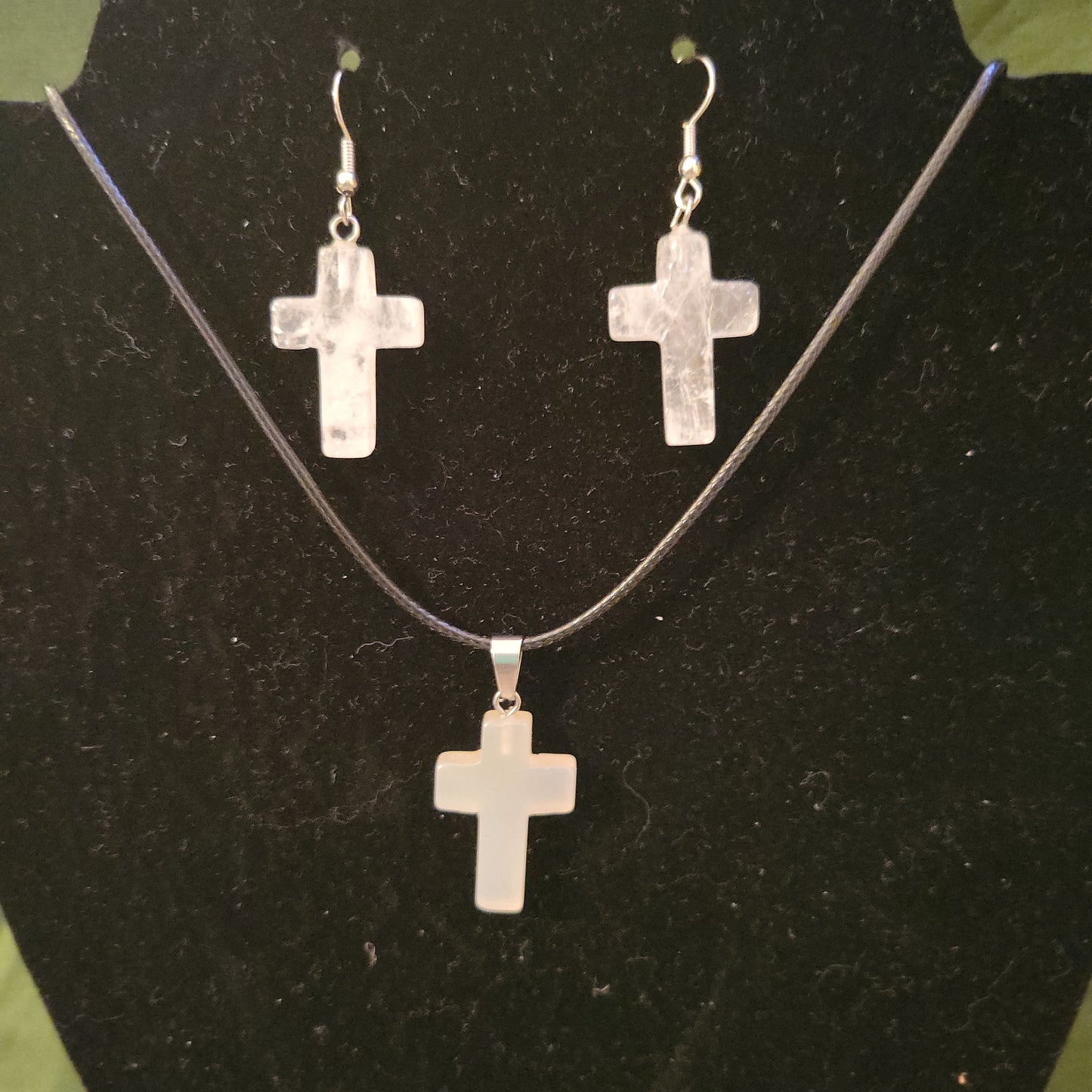 Quartz Cross Necklace and Earrings - Beauty by Dani