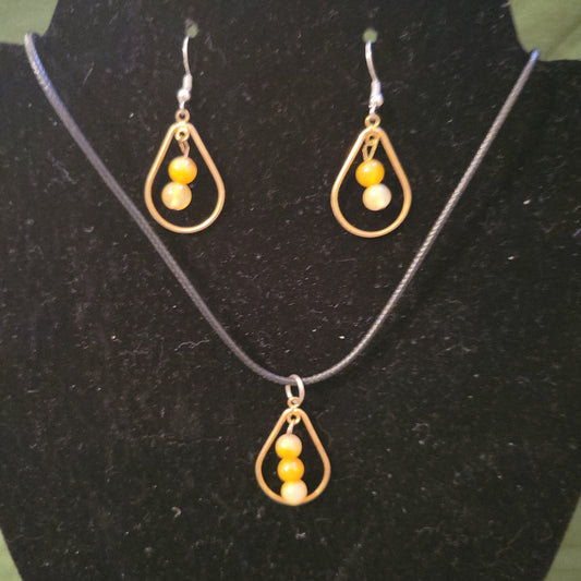 Citrine Earrings and Necklace Set (0687)