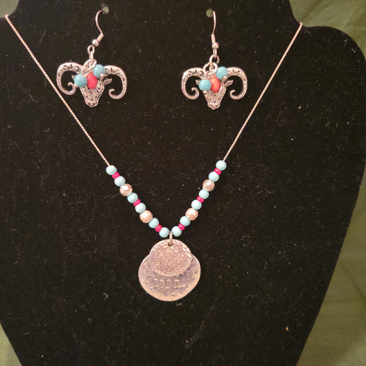 Turquoise Earrings and Necklace Set (0466)