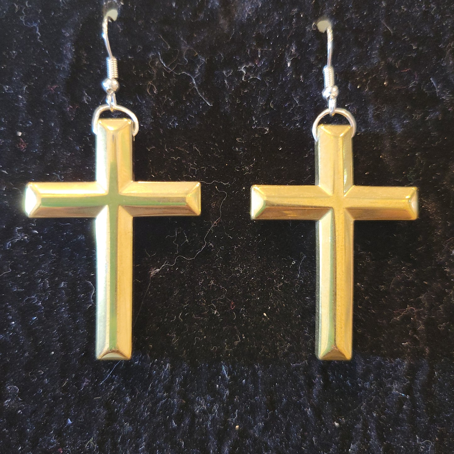 Hematite Cross Earrings (0272) - Beauty by Dani