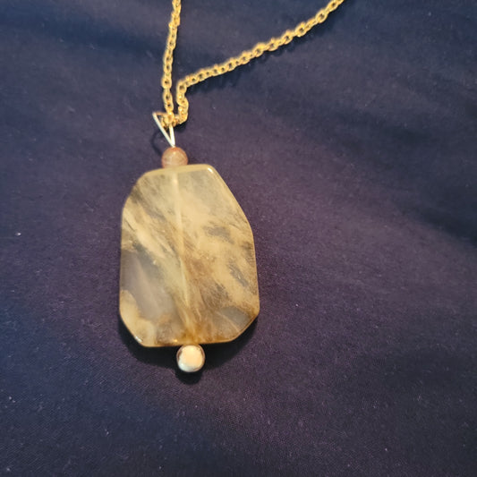 Tan Pendant with Agate Necklace