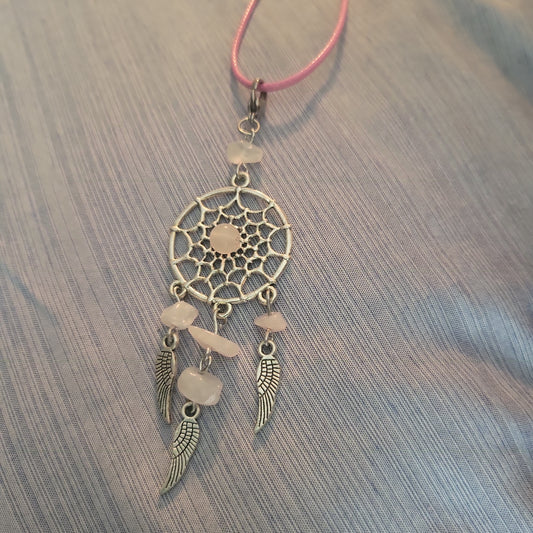 Rose Quartz Dreamcatcher Necklace - Beauty by Dani