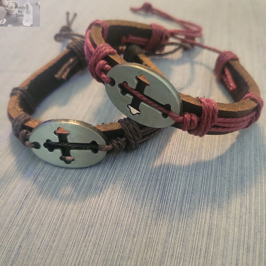 Leather Cross Bracelet