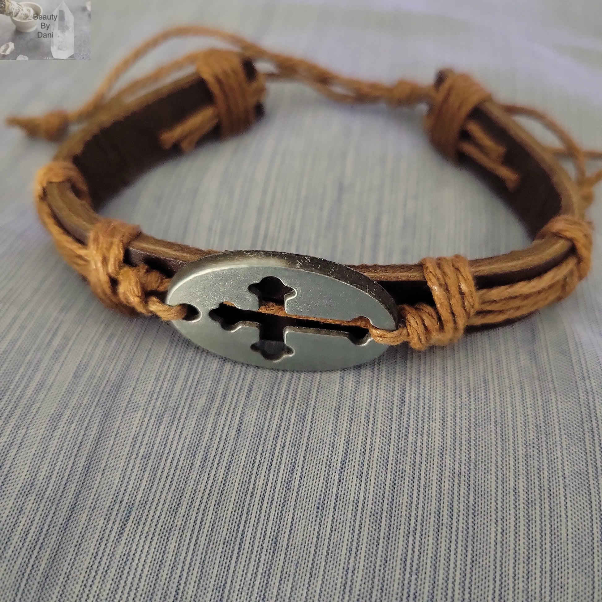 Leather Cross Bracelet - Beauty by Dani