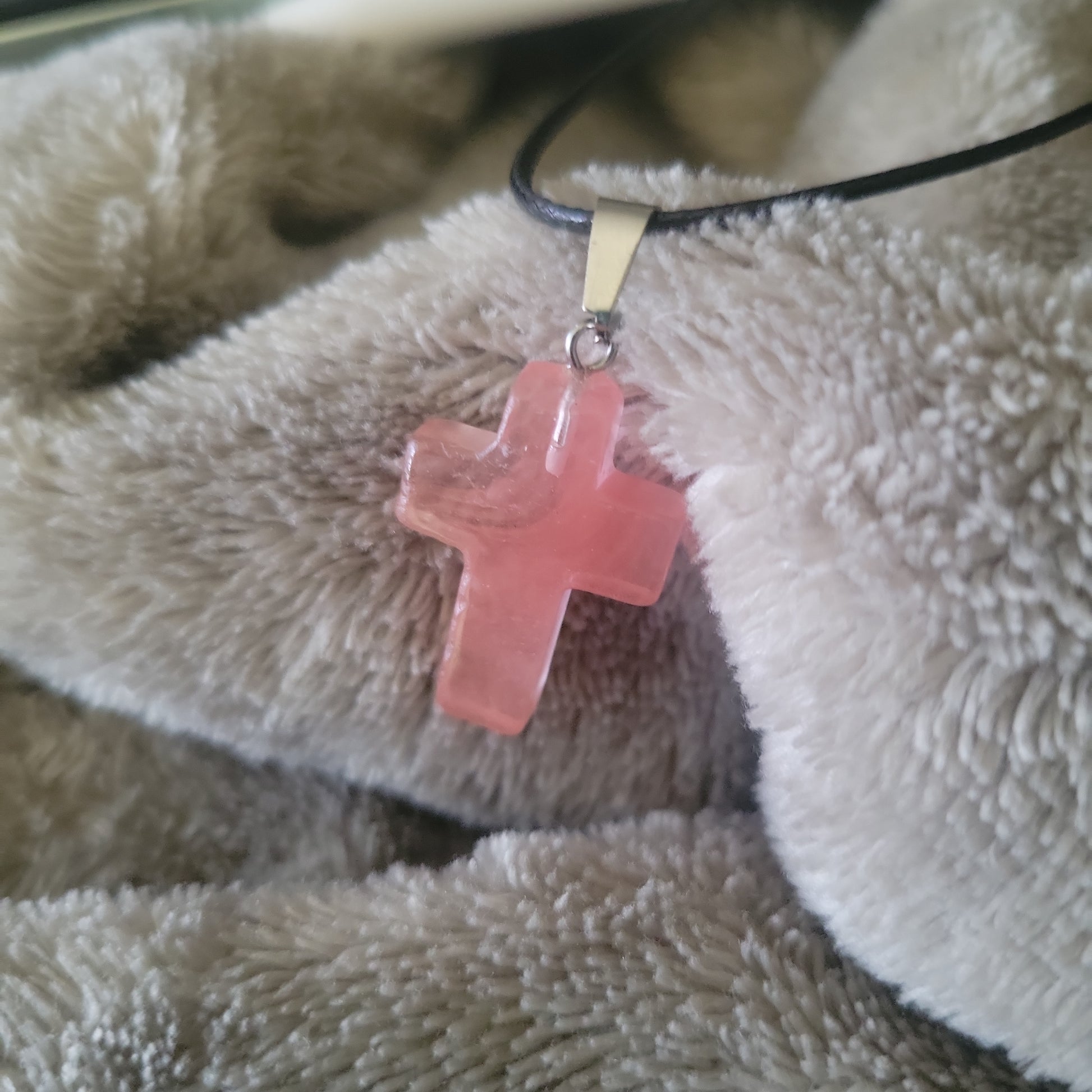 Strawberry Quartz Cross Necklace - Beauty by Dani