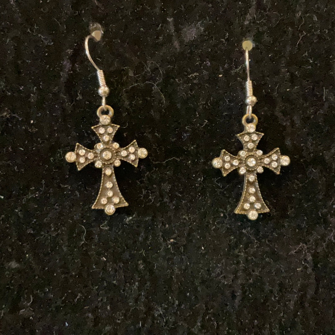 Rhinestone Cross Earrings - Beauty by Dani