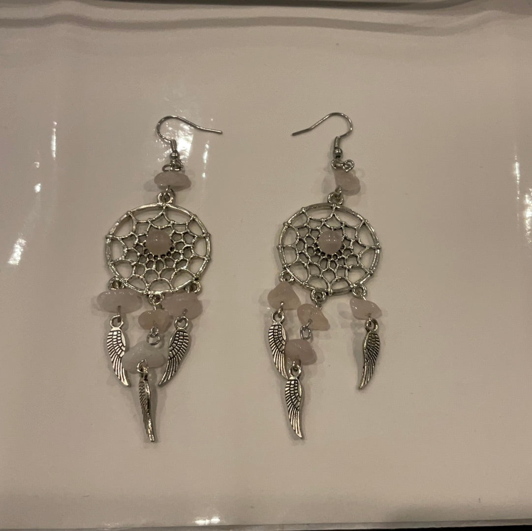 Rose Quartz Dreamcatcher Earrings - Beauty by Dani