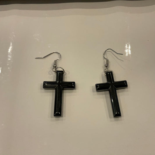 Hematite Cross Earrings - Beauty by Dani